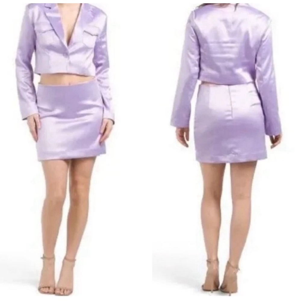 NWT House of Harlow Lilac Satin Two-Piece Set in Size Large